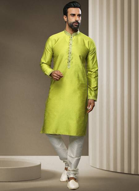 Tone Green Colour New Ethnic Wear Mens Jacquard silk Kurta Pajama Collection 1549